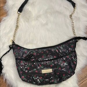 Betsey Johnson Black and Pink Sequin Shoulder Bag